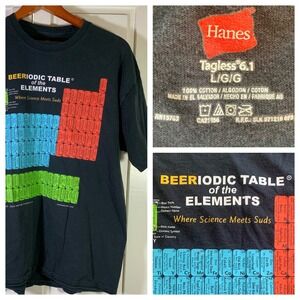 Beeriodic Table Science Beer Graphic Tee Hanes Tagless 6.1 Large Funny Chemistry